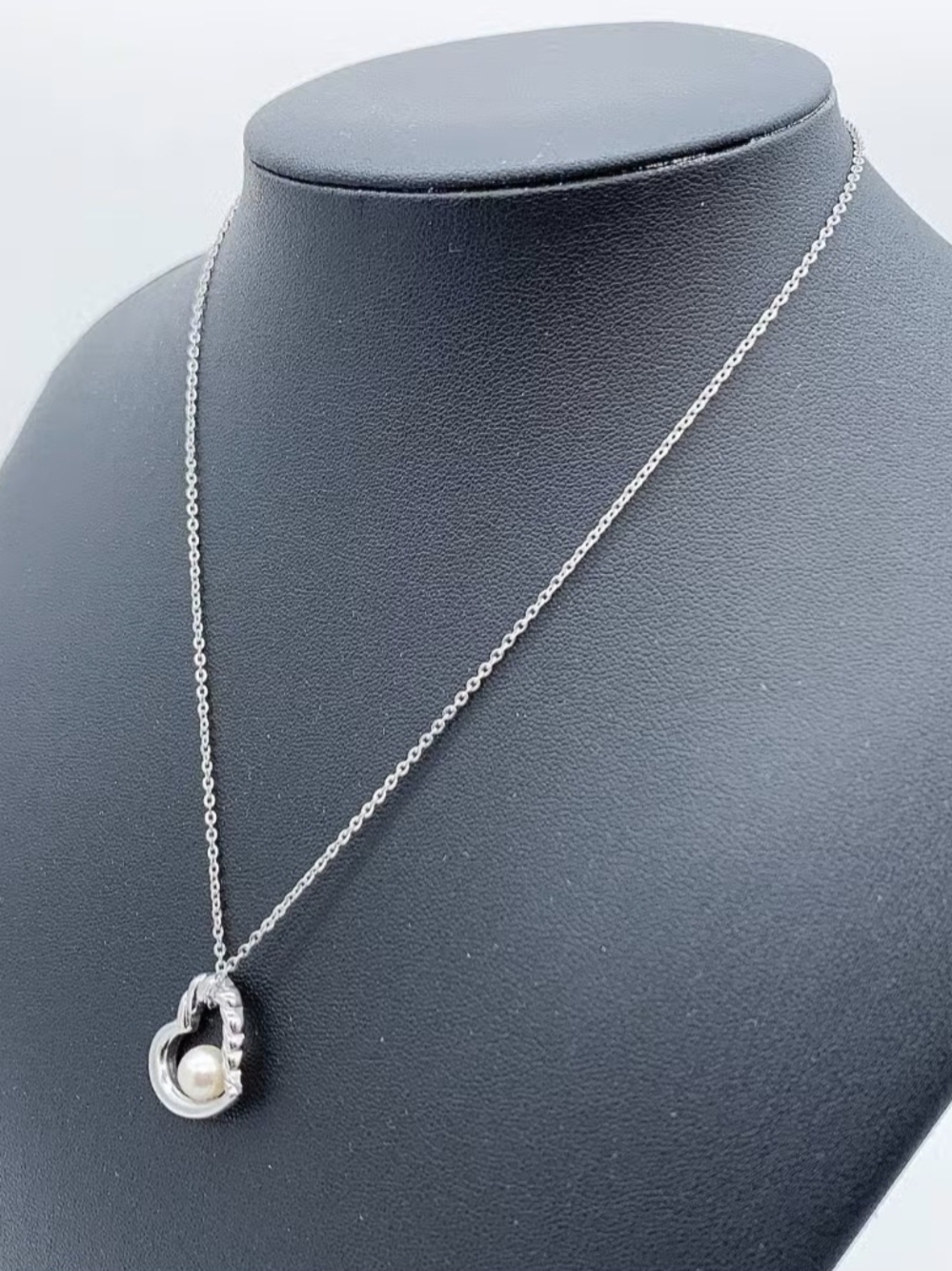 Sterling Silver Heart Pendant Necklace with Akoya Pearl - Picture 2 of 4